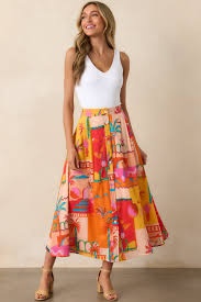 Printed Midi Skirt